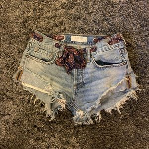 Free People Low Rose Shorts with Bandana